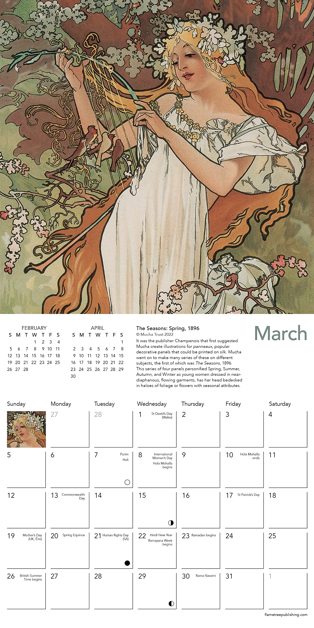 Calendar 2023 Alphonse Mucha Flame Tree Publishing