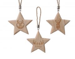 Decoratiune - Star Firwood With Print - mai multe modele - pret pe bucata