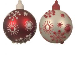 Set 3 globuri - Glass Silver Inside with Matt Color Pearl - White Emulsion Snowflake and Spackle - doua culori - pret pe set