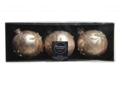 Set 3 globuri - Glass Silver Inside with Matt Color Pearls - Glitter Curls