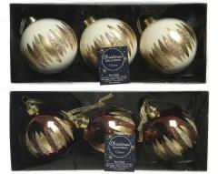 Set 3 globuri - Glass Silver Inside with Shiny Color Glitter Lacquer, doua culori