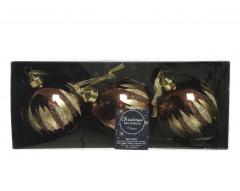 Set 3 globuri - Glass Silver Inside with Shiny Color Glitter Lacquer, doua culori