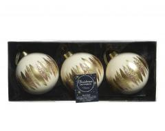 Set 3 globuri - Glass Silver Inside with Shiny Color Glitter Lacquer, doua culori