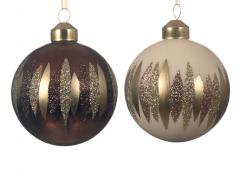 Set 3 globuri - Glass Silver Inside with Shiny Color Glitter Lacquer, doua culori