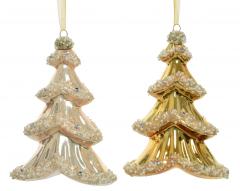 Ornament brad - Tree Glass Silver Outside with Shiny Color Beads, doua culori