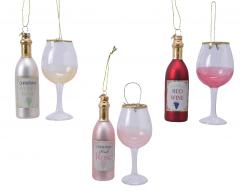 Set ornamente brad - Figure Bottle with Glass - mai multe culori