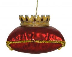 Ornament brad - Crown Glass Matt Color - Christmas Red-Gold