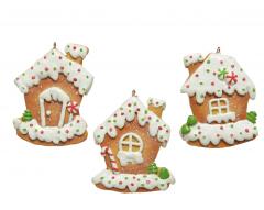 Ornament brad - Gingerbread Polyresin with Snow Fin - Biscuit, mai multe modele