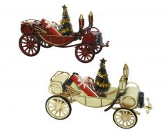 Decoratiune - Car Iron with Tree with Gifts with Candy Cane - doua culori - pret pe bucata