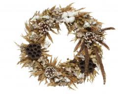 Coronita - Hydrangea, Lotus Flower, Cotton, Feather, Pinecones