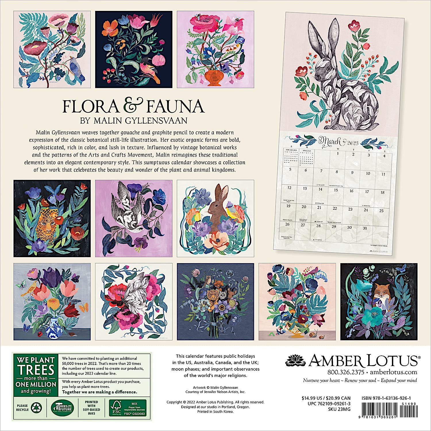 Calendar 2023 Flora & Fauna Amber Lotus Publishing