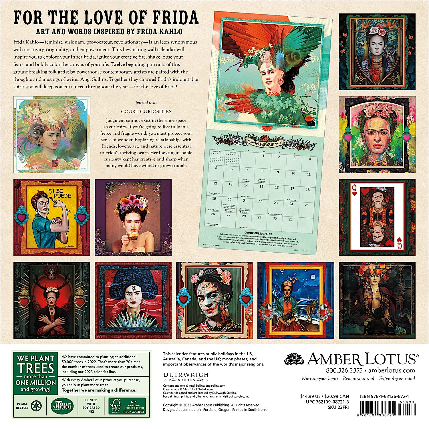 Calendar 2023 For the Love of Frida Amber Lotus Publishing
