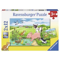 Puzzle 2x12 piese - Pui de Animale la Ferma