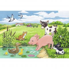 Puzzle 2x12 piese - Pui de Animale la Ferma