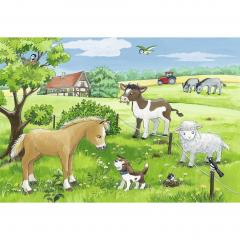 Puzzle 2x12 piese - Pui de Animale la Ferma