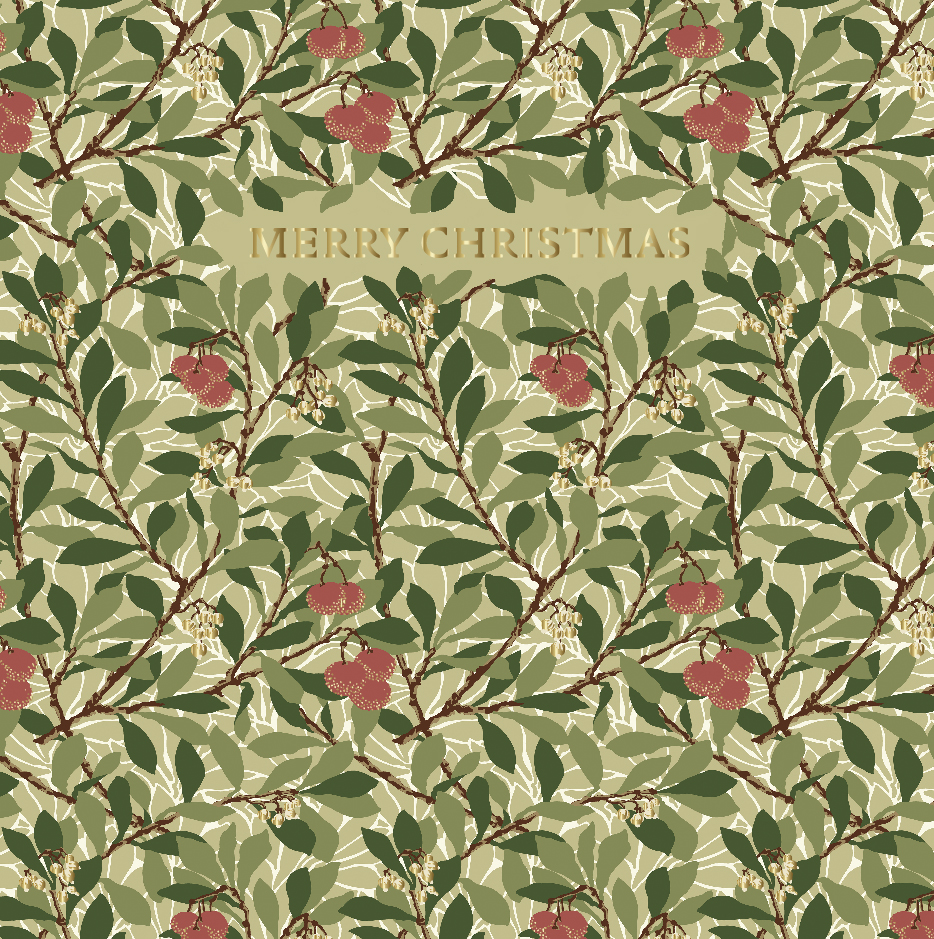 Felicitare Morris & Co Christmas Red Berries Ling Design