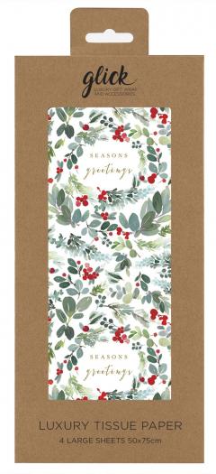 Hartie de impachetat - Luxury Tissue Paper - Christmas Foliage, 4 bucati 50x75cm