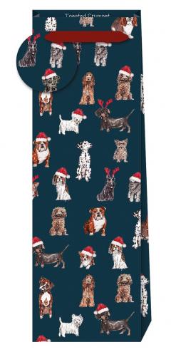 Punga de cadou pentru sticla - Christmas Dogs