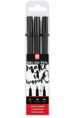 Set 3 markere - Sakura - Pigma Brush - 3 Sizes - Black