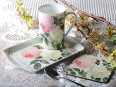 Set cana, suport pahar si tava - Time for Tea "Rose Garden "