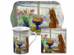 Set cana cu tava si suport cana - Snowy Cat ‘Time For Tea’ Creative Tops