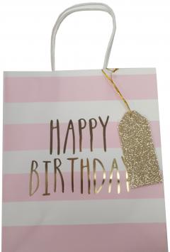 Punga medie pentru cadou - Happy Birthday Pink Wrap & Roll