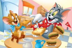 Puzzle 100 piese - Delicious Breakfast Tom and Jerry Trefl