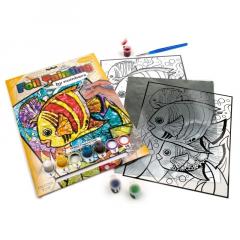 Pictura pe numere realizata pe folie - Pesti tropicali