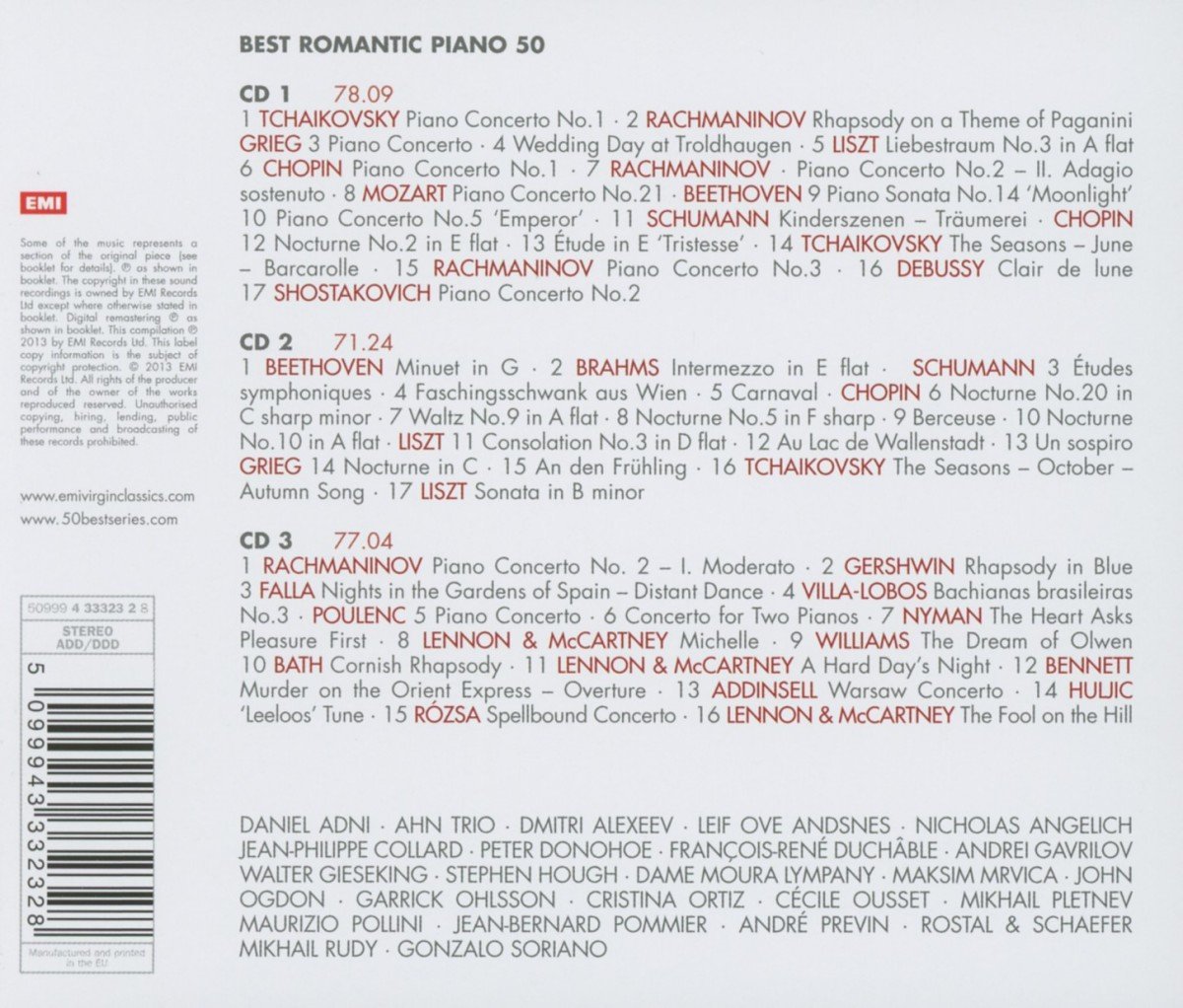 50 Best Romantic Piano Classics - Box set - Various Artists