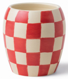 Lumanare parfumata - Checkmate - Red Checkered Porcelain Vessel with Dustcover - Rose and Santal