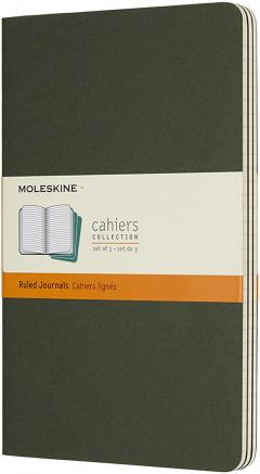 Set 3 caiete - Moleskine Cahier - Large, Ruled - Myrtle Green