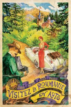 Poster inramat - Visitez la Roumanie en Auto