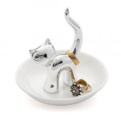 Suport bijuterii - Cat Ceramic Silver