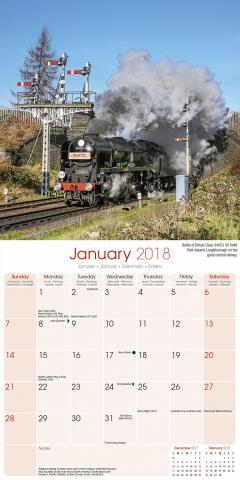 Calendar de perete 2018 - 16 luni - Steam Trains