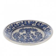 Farfurie traditionala ceramica albastra de corund 24 cm model 1