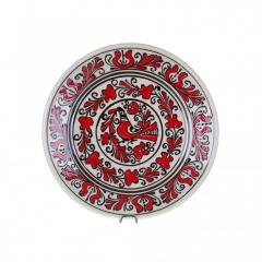 Farfurie traditionala ceramica rosie de corund 24 cm model 2