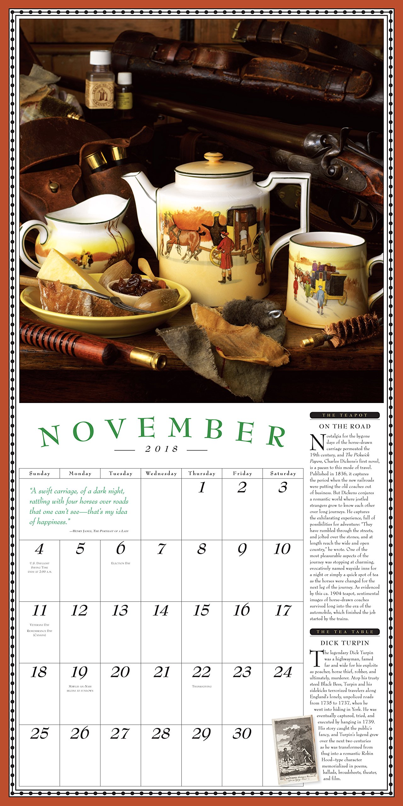 Calendar de perete 2018 The Collectible Teapot and Tea Workman