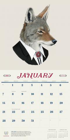 Calendar de perete 2018 - 16 luni - Berkley Bestiary Animal Portrait
