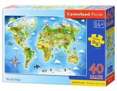 Puzzle Maxi Castorland, World Map, 40 piese