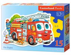 Puzzle 15 piese - Masina de pompieri Castorland