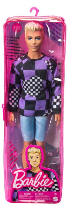 Papusa Barbie Fashionistas - Baiat Blond cu Bluza cu Imprimeu Geometric