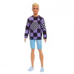 Papusa Barbie Fashionistas - Baiat Blond cu Bluza cu Imprimeu Geometric