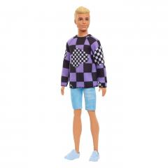 Papusa Barbie Fashionistas - Baiat Blond cu Bluza cu Imprimeu Geometric
