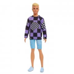 Papusa Barbie Fashionistas - Baiat Blond cu Bluza cu Imprimeu Geometric