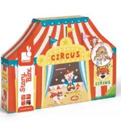 Cutie cu jucarii de lemn - Story Box Circus, 19 piese