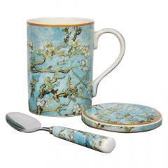 Set cana cu lingurita si coaster - Almond Blossom