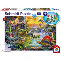 Puzzle 60 piese - Dinosaurs and Figurines