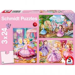 Puzzle 3x24 piese - Fairytale Princesses