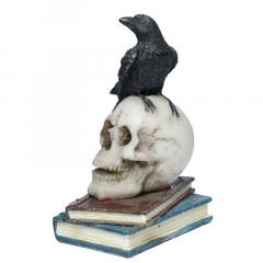 Decoratiune - Crow Standing on Skull and Books