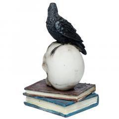 Decoratiune - Crow Standing on Skull and Books